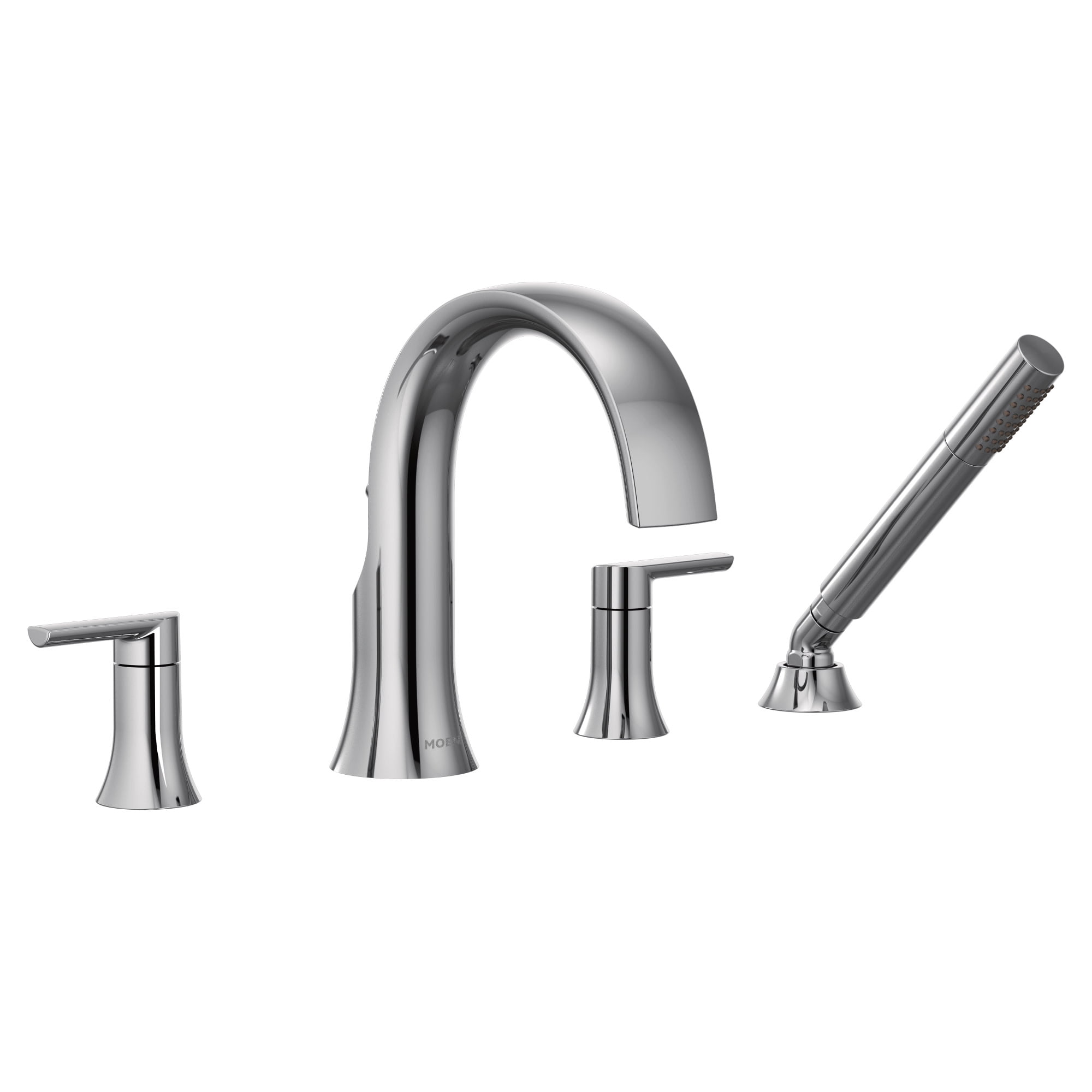 Chrome Modern Widespread Deck Mounted Tub Faucet with Handshower