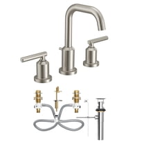 Moen TV6142BN Gibson Brushed Nickel Two-Handle High Arc Widespread Bathroom Sink Faucet for 3-Hole Setups with Valve Included
