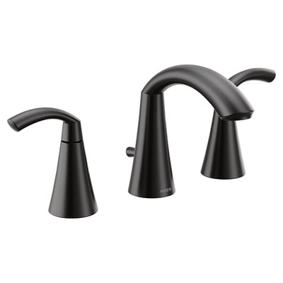 Moen Glyde Matte Black 2-Handle Widespread Bathroom Sink Faucet, Valve Included, TV6173BL