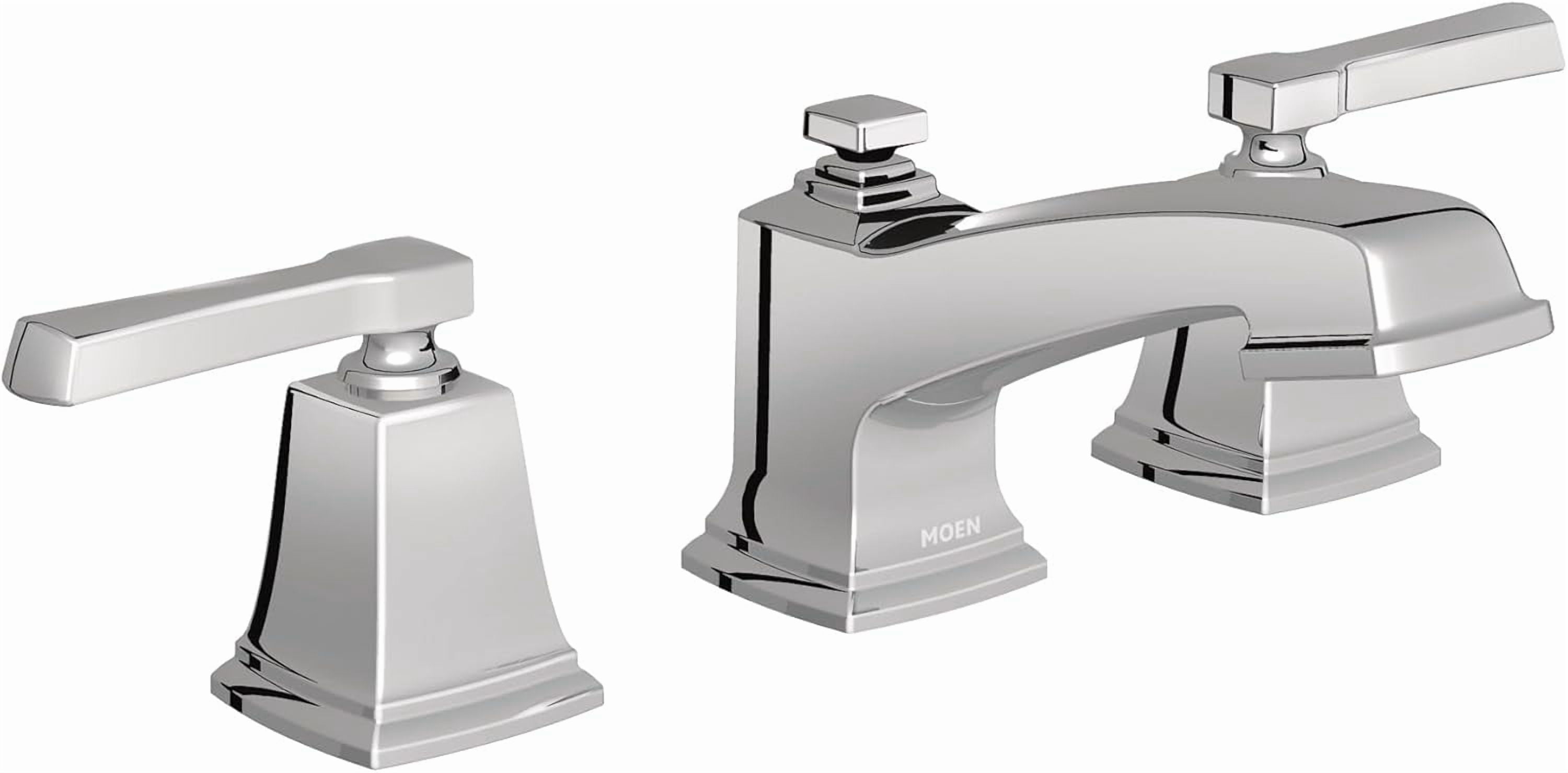 Moen TV6220 Boardwalk Chrome Two-Handle High Arc Widespread Bathroom Sink Faucet for 3-Hole Setups with Valve Included