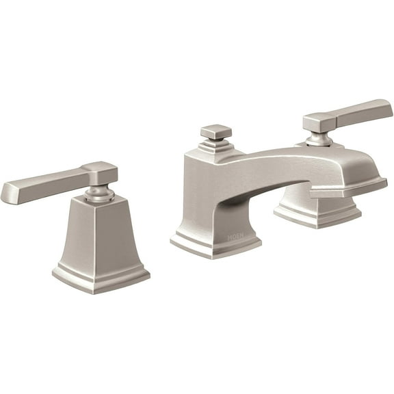 Moen Boardwalk Brushed Nickel Two-Handle High Arc Widespread Bathroom Sink Faucet for 3-Hole Setups with Valve Included, TV6220BN