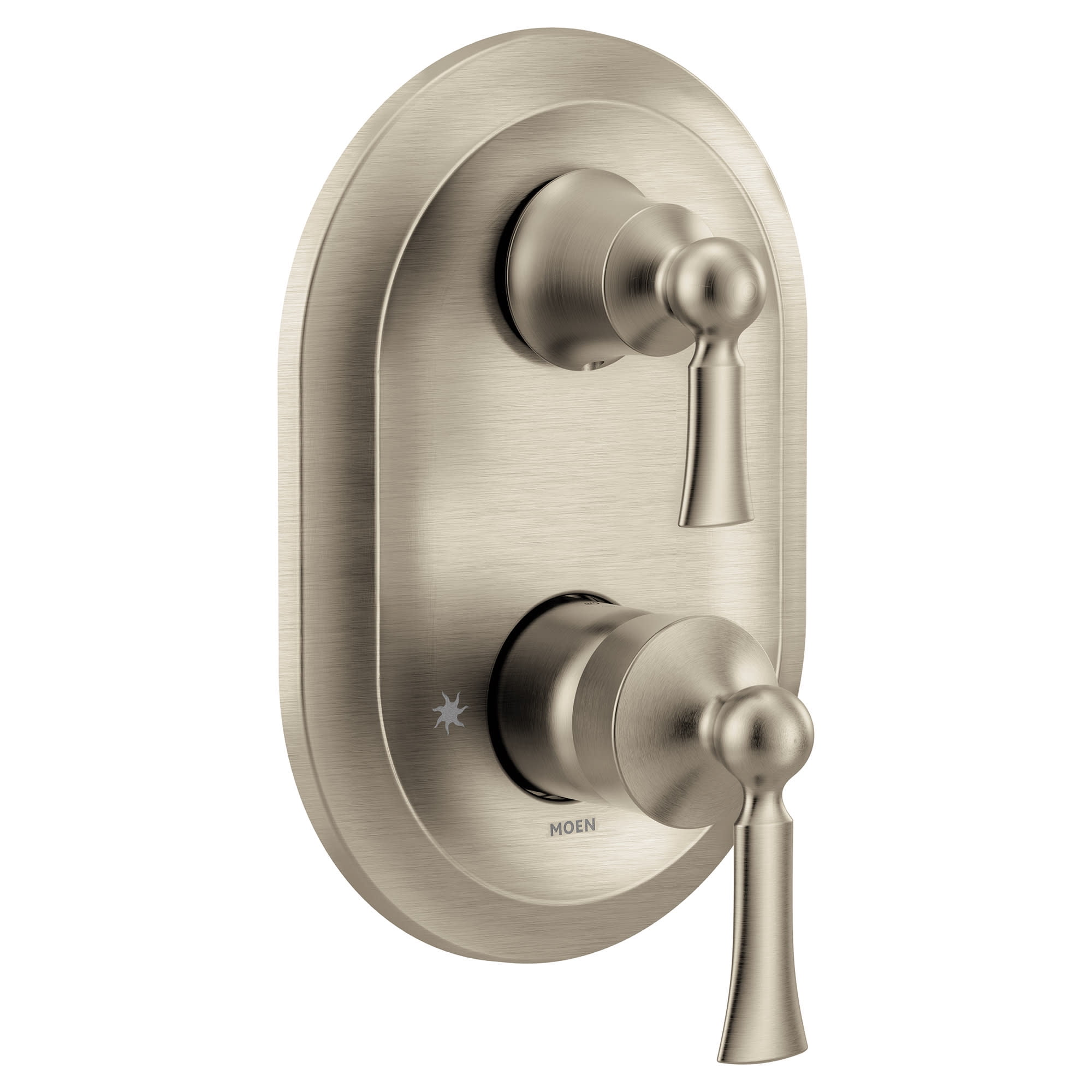 Brushed Nickel Dual Handle Shower Trim with Integrated Valve