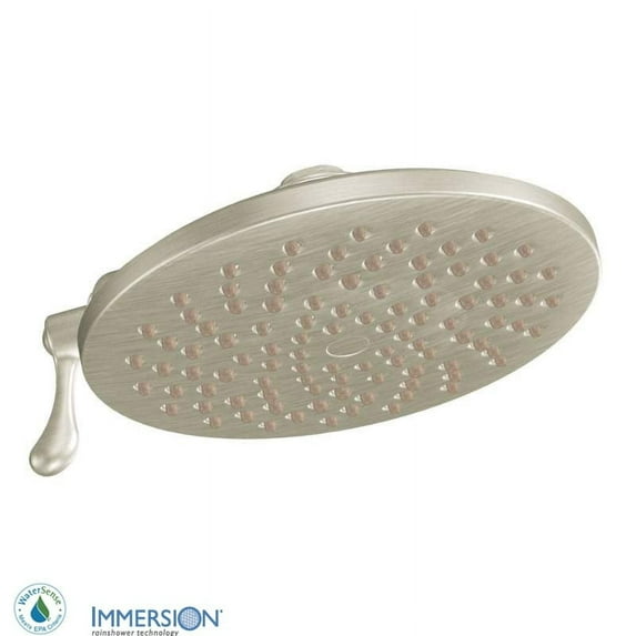 Moen Velocity Brushed Nickel Two-Function 8" Diameter Spray Head Eco-Performance Showerhead