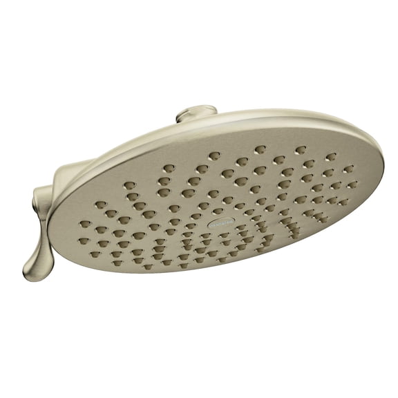Moen Velocity Brushed Nickel Eco-Performance Two-Function Rain Shower Showerhead with Immersion Technology, 8-Inch