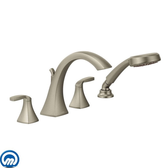 Moen Voss Brushed Nickel Two-Handle Roman Tub Faucet Includes Hand Shower