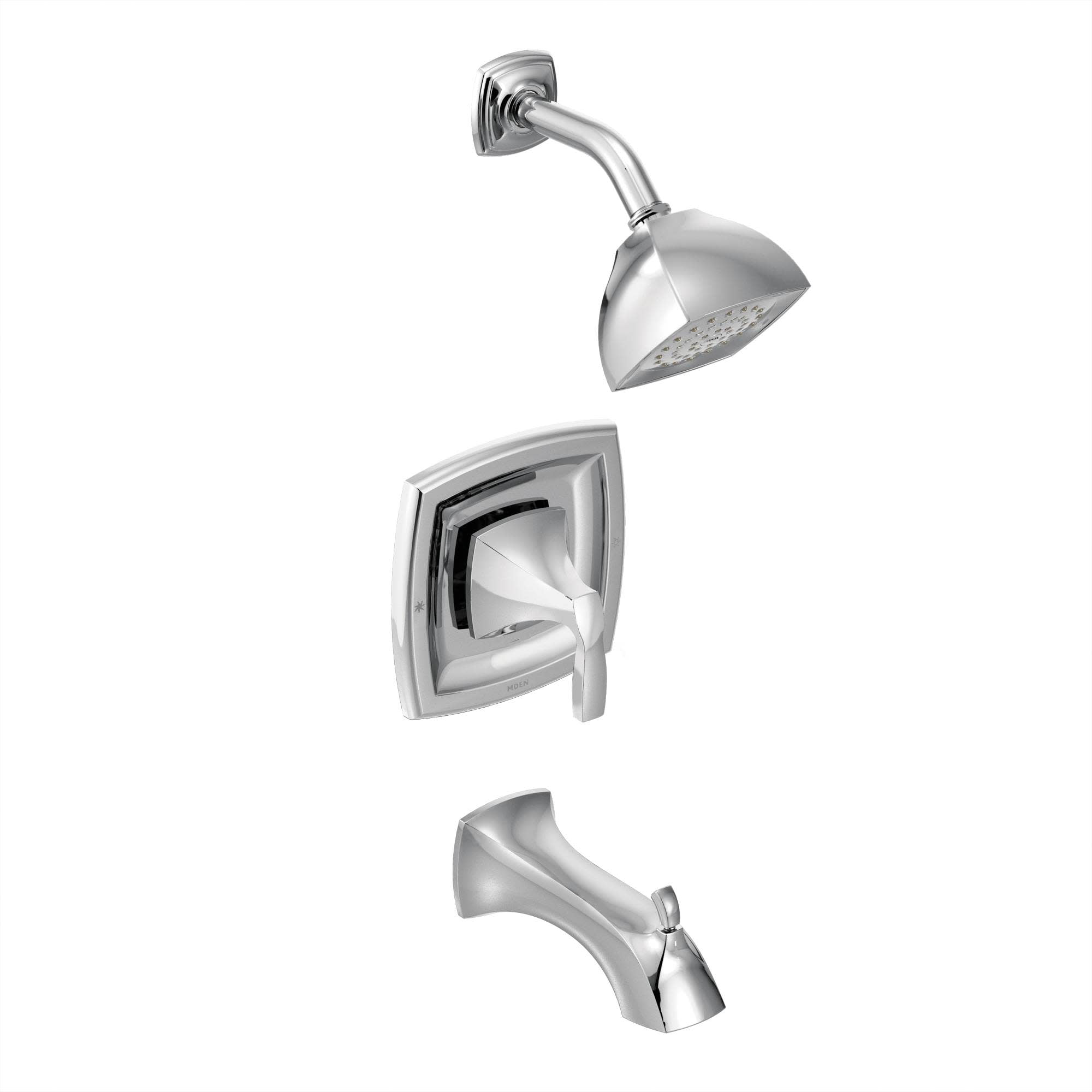Chrome Square Wall Mounted Tub and Shower Faucet Trim Kit