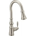 thumbnail image 1 of Moen Weymouth Spot Resist Stainless Shepherd's Hook Pulldown Kitchen Faucet Featuring Metal Wand with Power Boost, S73004SRS, 1 of 7