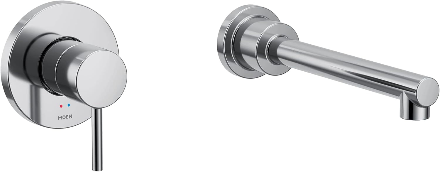 Moen WT391 Align Single Handle Wall Mount Filler High Flow Tub Faucet with 10" Spout Reach, Chrome