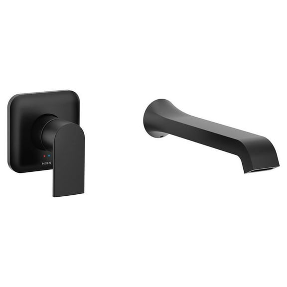 MOEN WT901BL Genta LX Single Handle Wall Mount Tub Filler High Flow Tub Faucet with 10 in. Spout Reach in Matte Black
