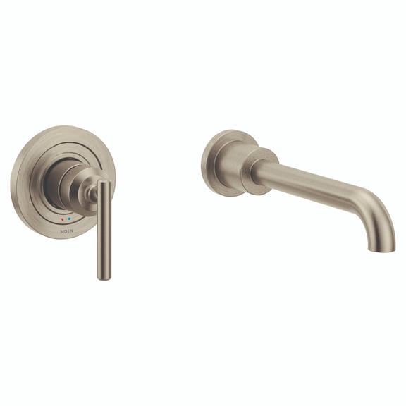 Moen Gibson Single Handle Wall Mount Tub Filler High Flow Tub Faucet with 10" Spout Reach, Brushed Nickel
