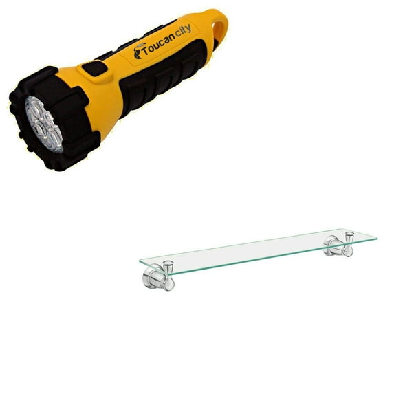 MOEN Banbury 5-4/25" L x 3" H x 22-3/4" W Wall-Mount Clear Glass Shelf Chrome