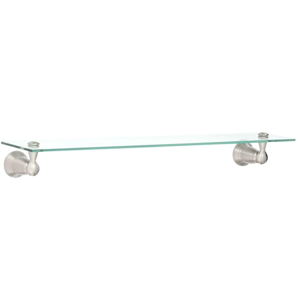 Banbury 5-4/25 in. L x 3 in. H x 22-3/4 in. W Wall-Mount Clear Glass Shelf in Brushed Nickel