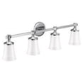 thumbnail image 1 of Moen YB0364CH Flara 4-Light Dual-Mount Bath Bathroom Vanity Light Fixture with Frosted Glass, Chrome, 1 of 2