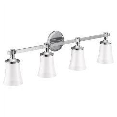 Moen YB0364CH Flara 4-Light Dual-Mount Bath Bathroom Vanity Light Fixture with Frosted Glass, Chrome