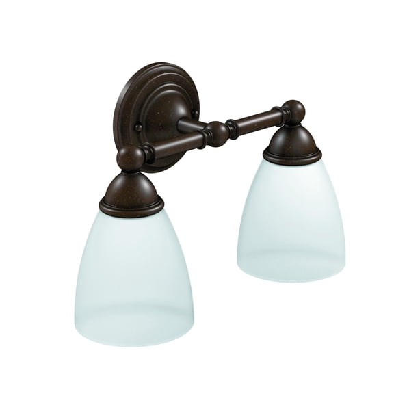 Moen Brantford Oil-Rubbed Bronze 2-Light Dual-Mount Bath Bathroom Vanity Fixture with Frosted Glass
