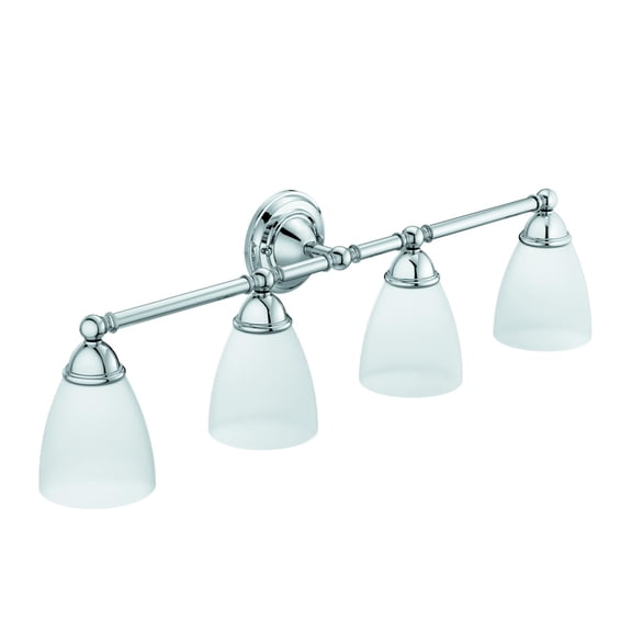 Moen Brantford Chrome 4-Light Dual-Mount Bathroom Vanity Fixture with Frosted Glass