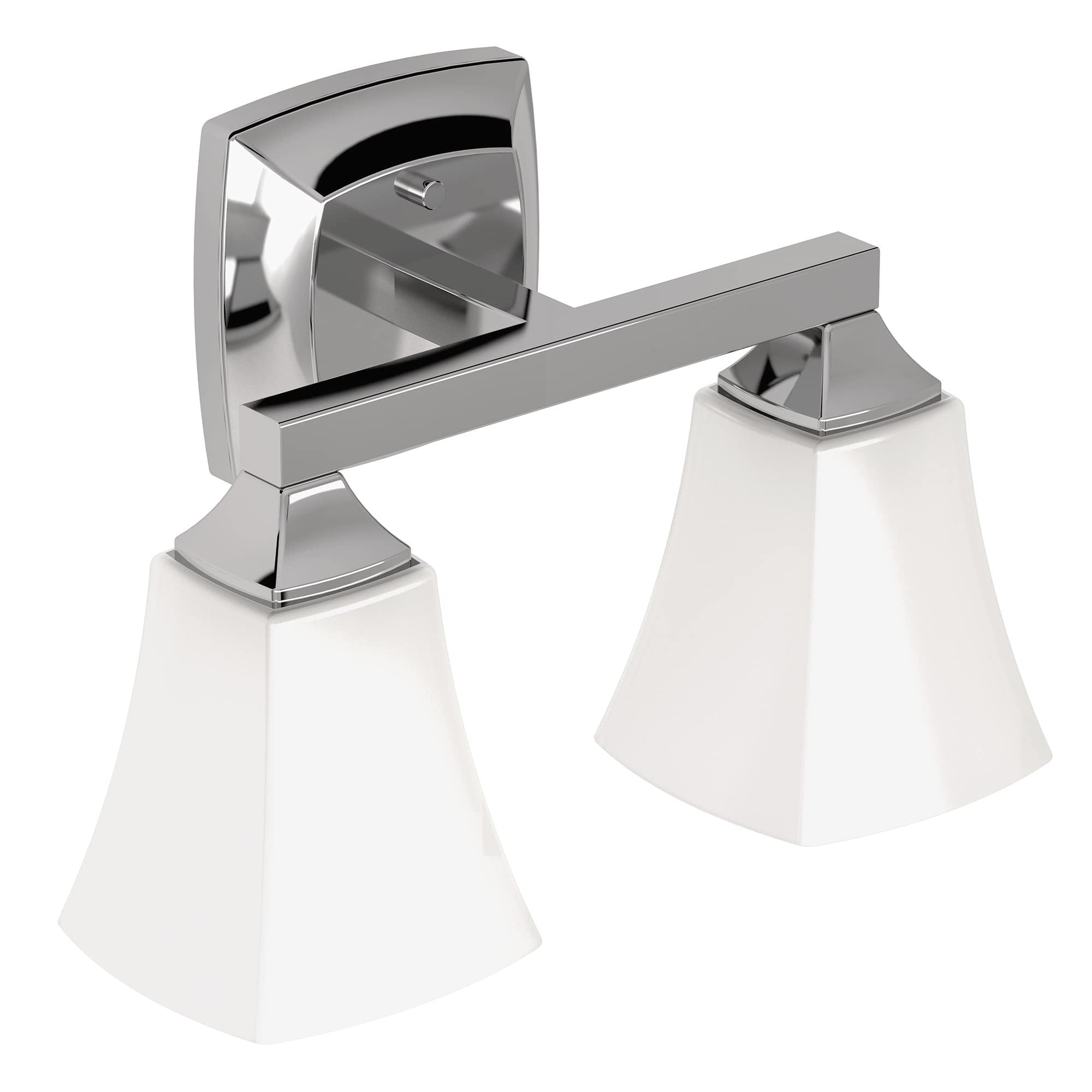 Voss Chrome 2-Light Vanity Fixture with Frosted Glass Shades