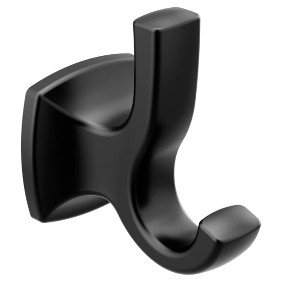 Moen Voss Matte Black Double Robe Hook for Bathroom Towels