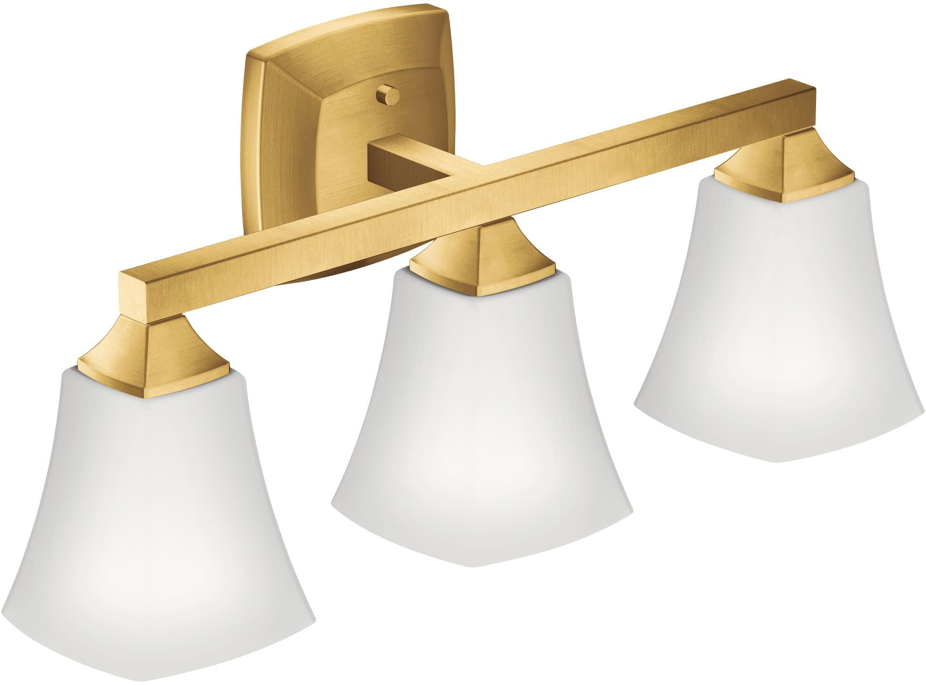 Voss 22" Brushed Gold 3-Light Vanity with Frosted Glass Shades