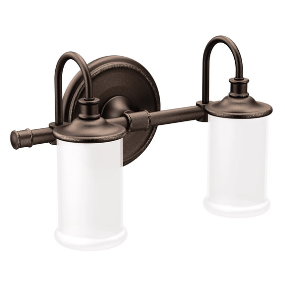 moen yb6462orb belfield 2 dual-mount bath bathroom vanity light fixture with frosted glass, 2-globe, oil rubbed bronze