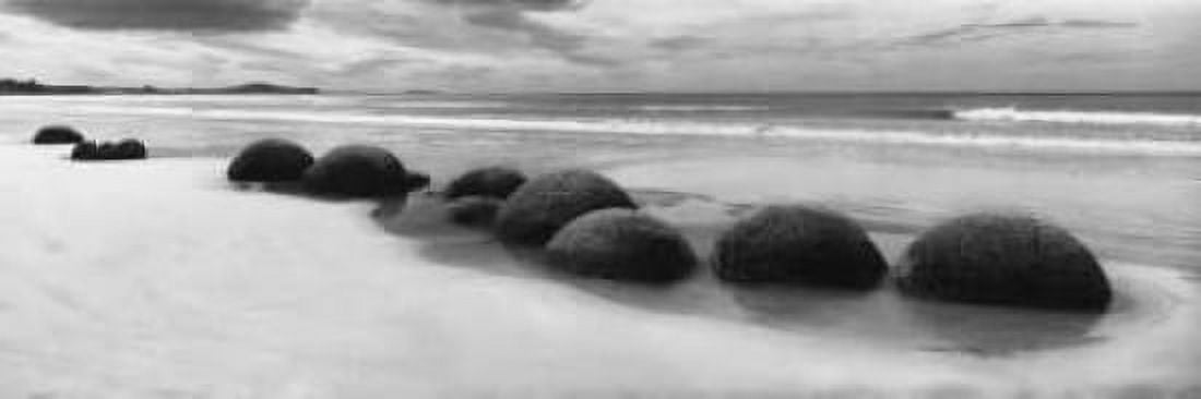 Moeraki Boulders Panorama Canvas Art - Monte Nagler (8 x 24)