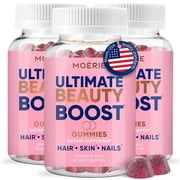 Moerie Hair Skin and Nails Gummies for Women & Men - Biotin for Hair Loss, Gummy Vitamins & Growth Dietary Supplements - Sugarbear for Thicker Hair - Allergen Free - 180 per serving - Balanced Diet