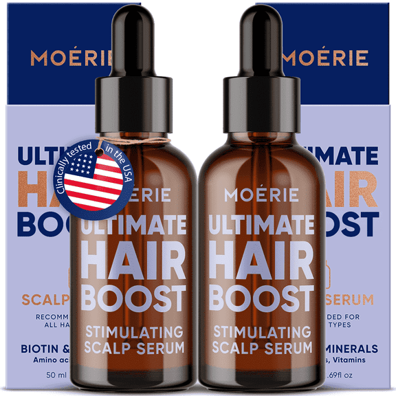 Moerie Hair Boost Serum  Vegan Nourishing Formula for Fuller-Looking Hair, 1.69 fl oz (2  50 ml) Pack