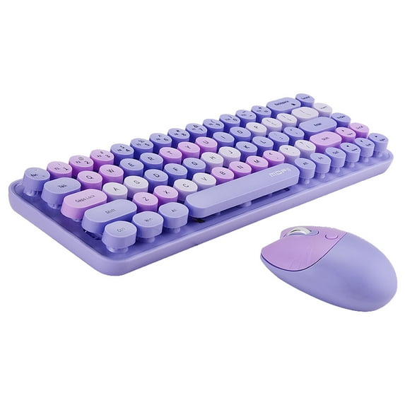 Mofii 2.4G Wireless Keyboard Mouse Combo 68 Keys Wireless Keyboard Ergonomic 3-gear Adjustable DPI Purple