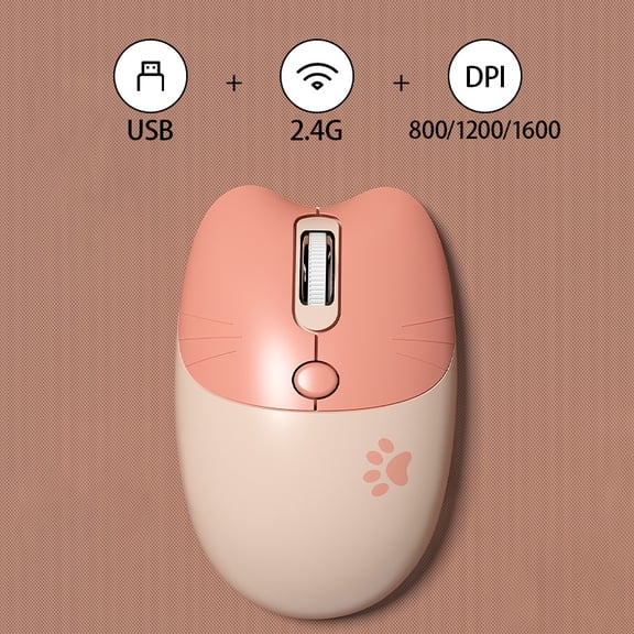 Mofii Cute Cat 2.4G Wireless Mouse, USB Receiver Plug and Play, 3 Adjustable DPI, Compatible with Laptop,PC, Computer