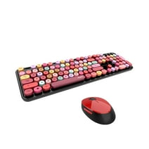 Mofii Sweet Keyboard Mouse Combo, Colored Cute Keyboard,2.4G Wireless Keyboard Set Circular Suspension Key for PC Laptop Black