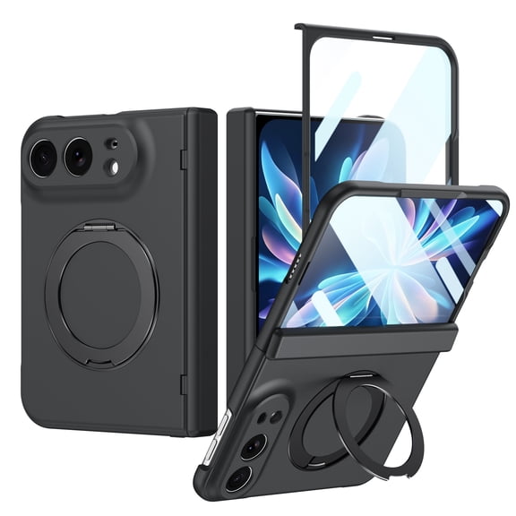 Mofio for Apple iPhone Duo Case, All-In-One Screen Protector Case, 360° Kickstand with Hinge Protection, Shockproof Full Coverage Protective Cover, Black