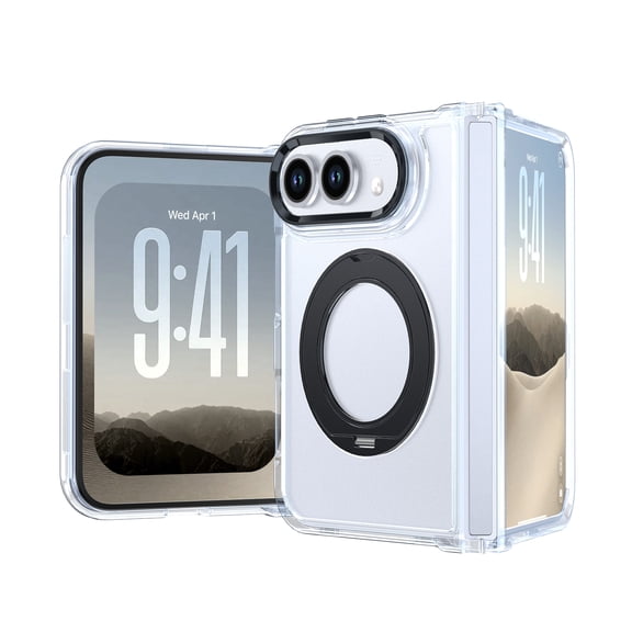 Mofio Compatible with MagSafe Case for Apple iPhone Duo with Hinge Protection, Shock-Absorbing Clear Protective Cover, Black