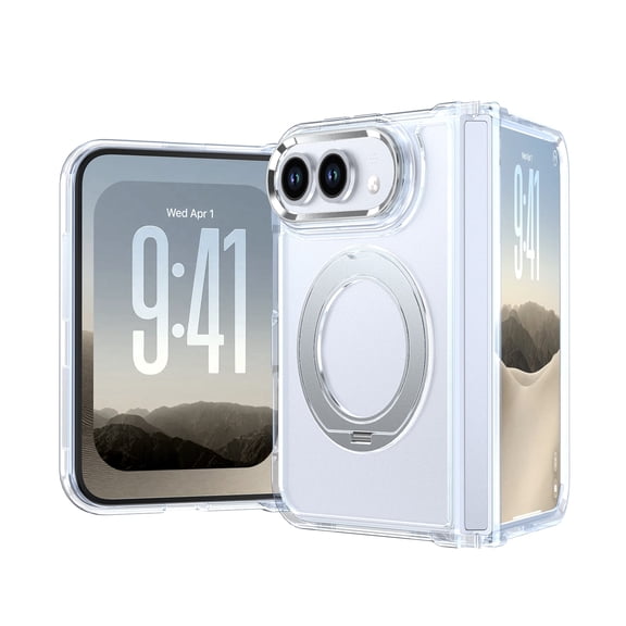 Mofio Compatible with MagSafe Case for Apple iPhone Duo with Hinge Protection, Shock-Absorbing Clear Protective Cover, White
