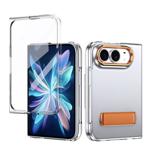 Mofio for Apple iPhone Duo Case with Kickstand and Wireless Charging, Camera Lens Protection Hard PC Protective Cover, Orange