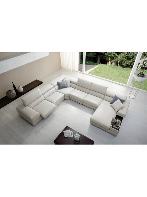 , Duluxy 156" Wide Genuine Leather Reclining Corner Sectional, 6pcs, furniture for living room, Living Room, Top Grain Italian Leather, Right Hand Facing