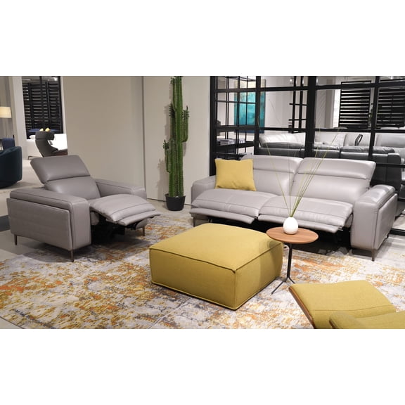 Mofit Home,LAVANDULA 5PC MODERN MOTION RECLINING SECTIONAL, Living room, Furniture for Living Room,Leather, Silver Grey