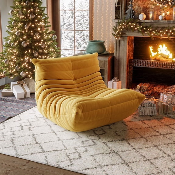 Mofit Home TOGO Chair-Suede Armless Bean Bag Chair & Lounger - Yellow