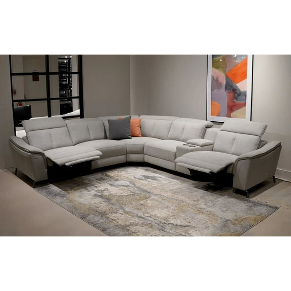 Mofit Home, ZAFFERANO 6PC MODERN MOTION RECLINING SECTIONAL, Living room, Furniture for Living Room, Fabric, Dove color