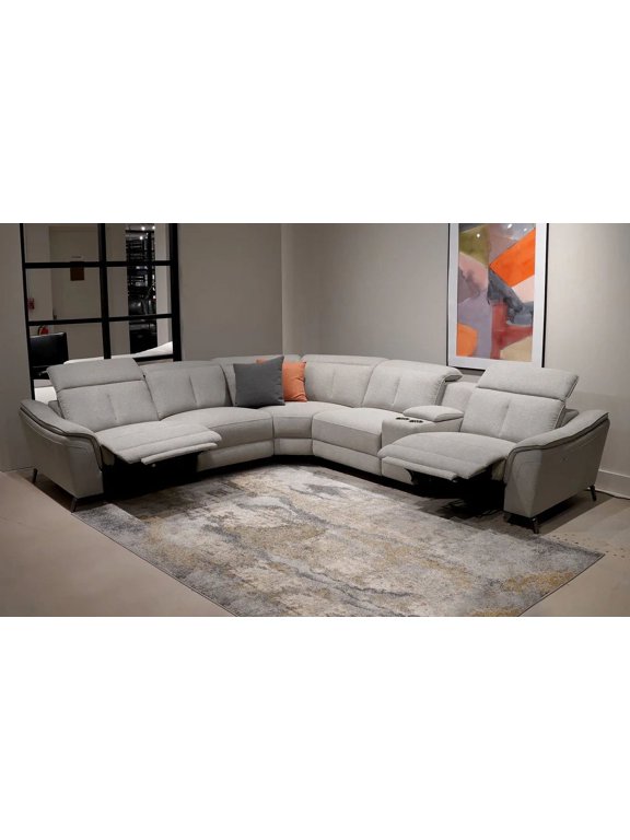 , ZAFFERANO 6PC MODERN MOTION RECLINING SECTIONAL, Living room, Furniture for Living Room, Fabric, Dove color