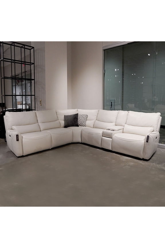 ,Kain 6-Pieces Genuine Leather Sectional with Recliner