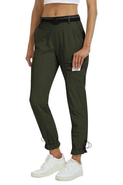 Mofiz Womens Hiking Cargo Pants Lightweight Waterproof Army green,Size ...