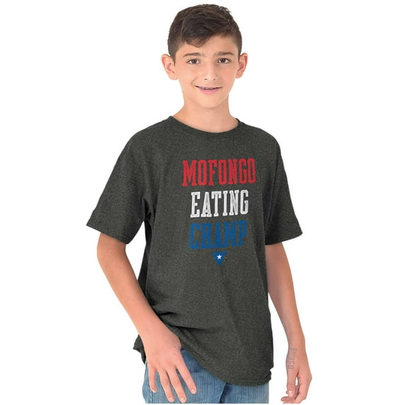 Mofongo Eating Champ Puerto Rico PR Crewneck T Shirts Boy Girl Teen Brisco Brands XS