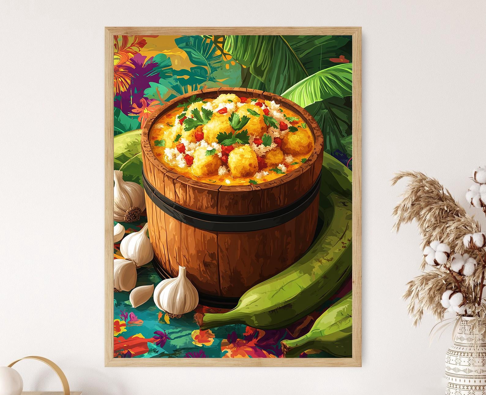Mofongo Food Art Traditional Cuisine Illustration Poster , Poster Print ...