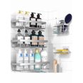 thumbnail image 1 of Moforoco 5 Pack  ,3 Shower Racks With Soap Holder And Toothbrush Holder,Adhesive Shower Shelves Storage Organizer, No Drilling Rustproof Stainless Steel ,Black Bathroom Shelf, 1 of 11