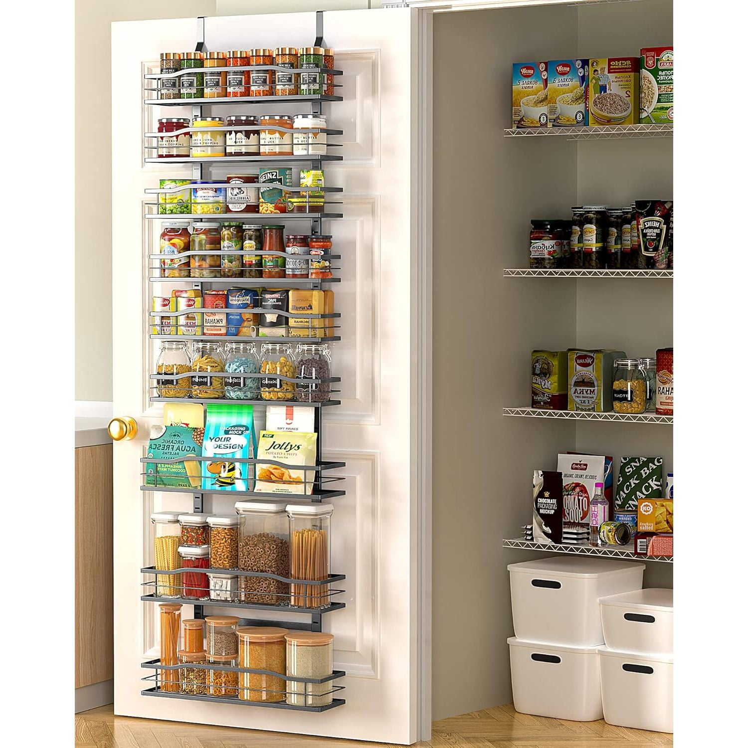Storage Racks For Pantry Moforoco 9-Tier Over The Door Pantry Organizer, Pantry Organization and ...