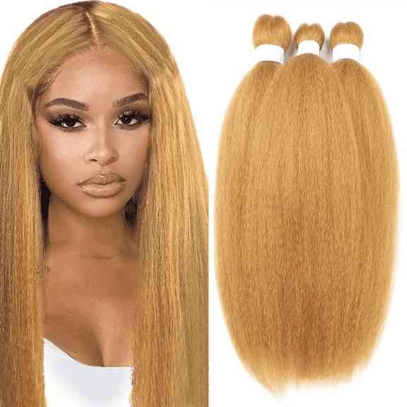 Mofyue 26 Inch Kinky Straight Crochet Vixen Hair Bundles, Synthetic Crochet Braiding Hair, 3 Packs, 27# Natural Black