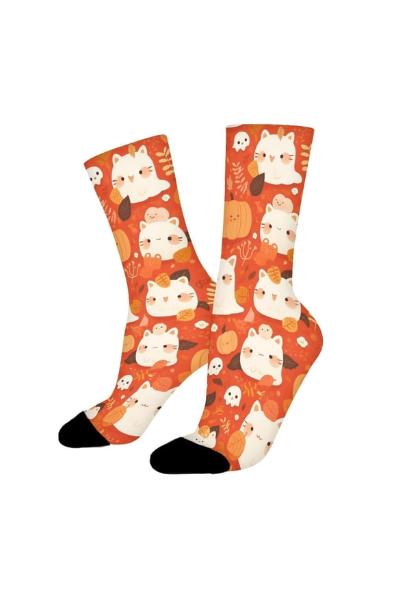 Mog Pumpkins Funny Novelty Crew Socks for Women Men Sports