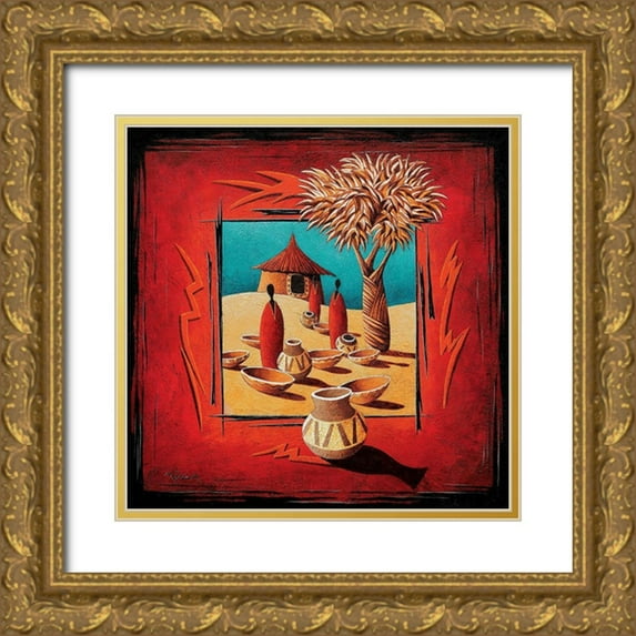 Moga 15x15 Gold Ornate Wood Framed with Double Matting Museum Art Print Titled - Larbre sacre