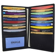 Moga Genuine Leather Mens Deluxe Bifold Multi Credit Card Case ID Wallet Black