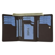 Moga High End Leather Trifold Credit Card ID Holder Wallet with Zippered Pocket 94014
